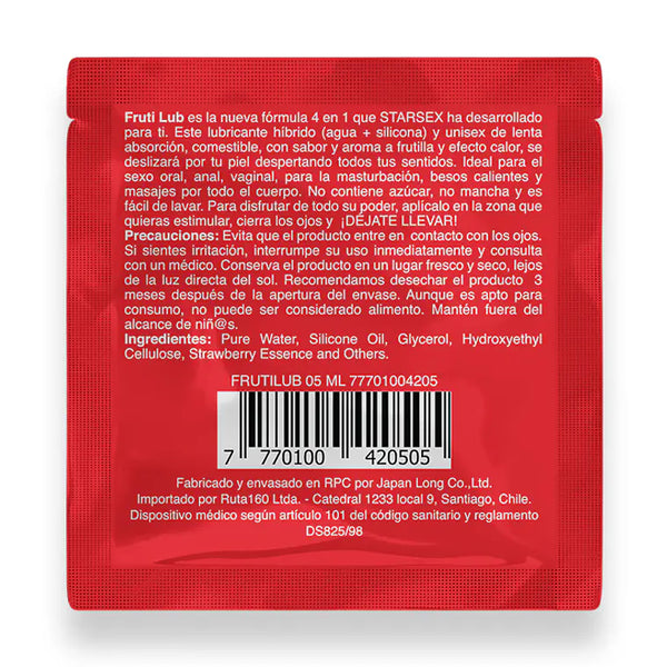 Fruti Lub Starsex – Lubricante 4 en 1 Efecto Calor Frutilla Sachet 5 ml