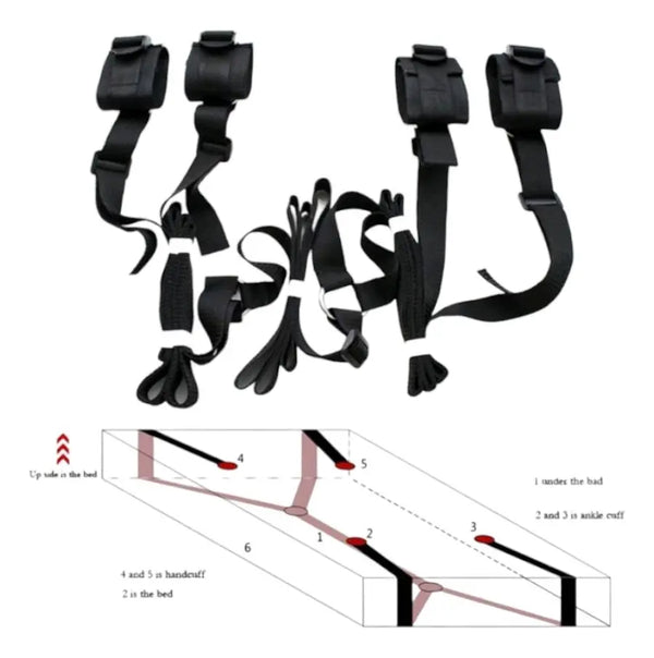 Arnés Inmovilizador de Cama Bondage - Set de 4 Esposas