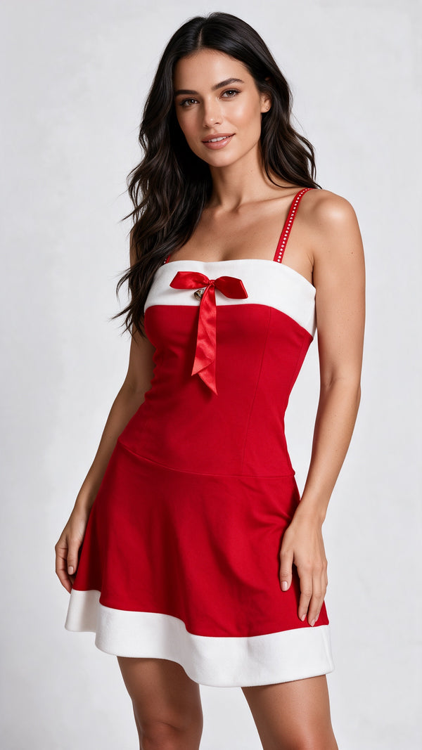 Vestido Navideño Rojo con Lazo